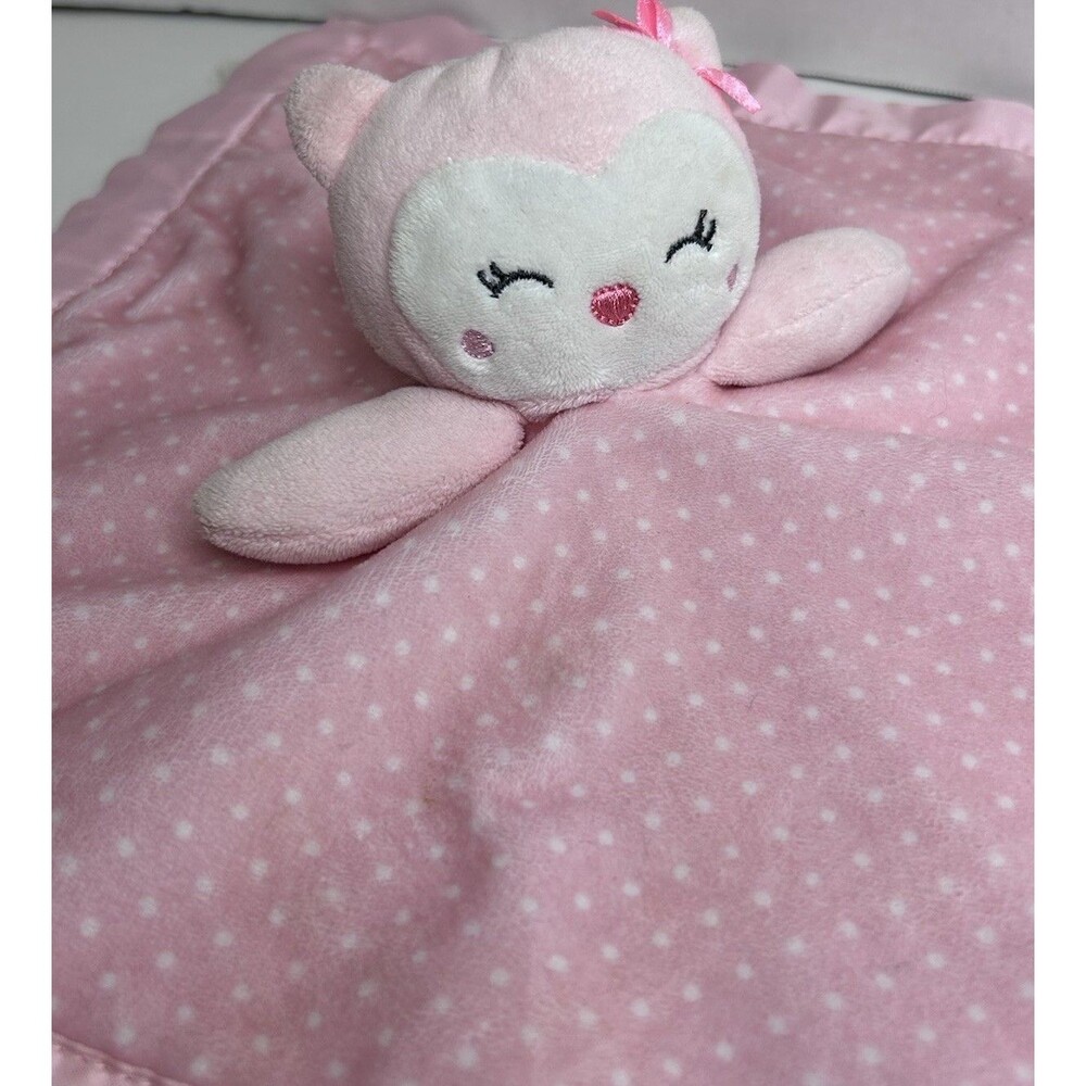 Child of Mine Carter’s Pink Owl Lovey Rattle Security Blanket Polka Dot Baby Toy
